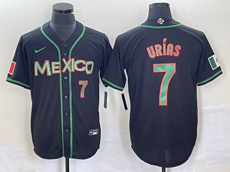 Men 2023 World Cub Mexico #7 Urias Black green Nike MLB Jersey4